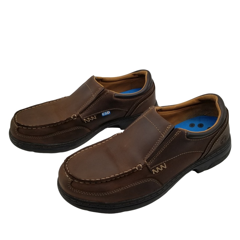 Timberland PRO Slip-On Work Shoes Men 9.5M Brown Leather Anti-Fatigue A8525